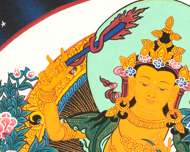 Manjushri Thangka | Deity Of Wisdom And Compassion | Wall Decorations