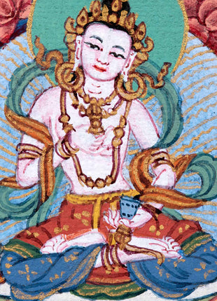 Mini Vajrasattva Meditation Thangka | Traditional Tibetan Hand-Painted Art