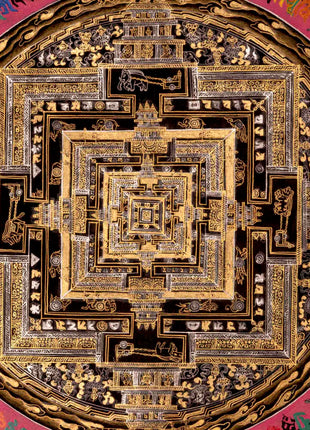 Kalachakra Mandala Thangka | Full 24K Gold Style Art | Religious Wall Decors