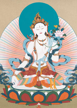 White Tara Thangka in Karma Gadri Tradition