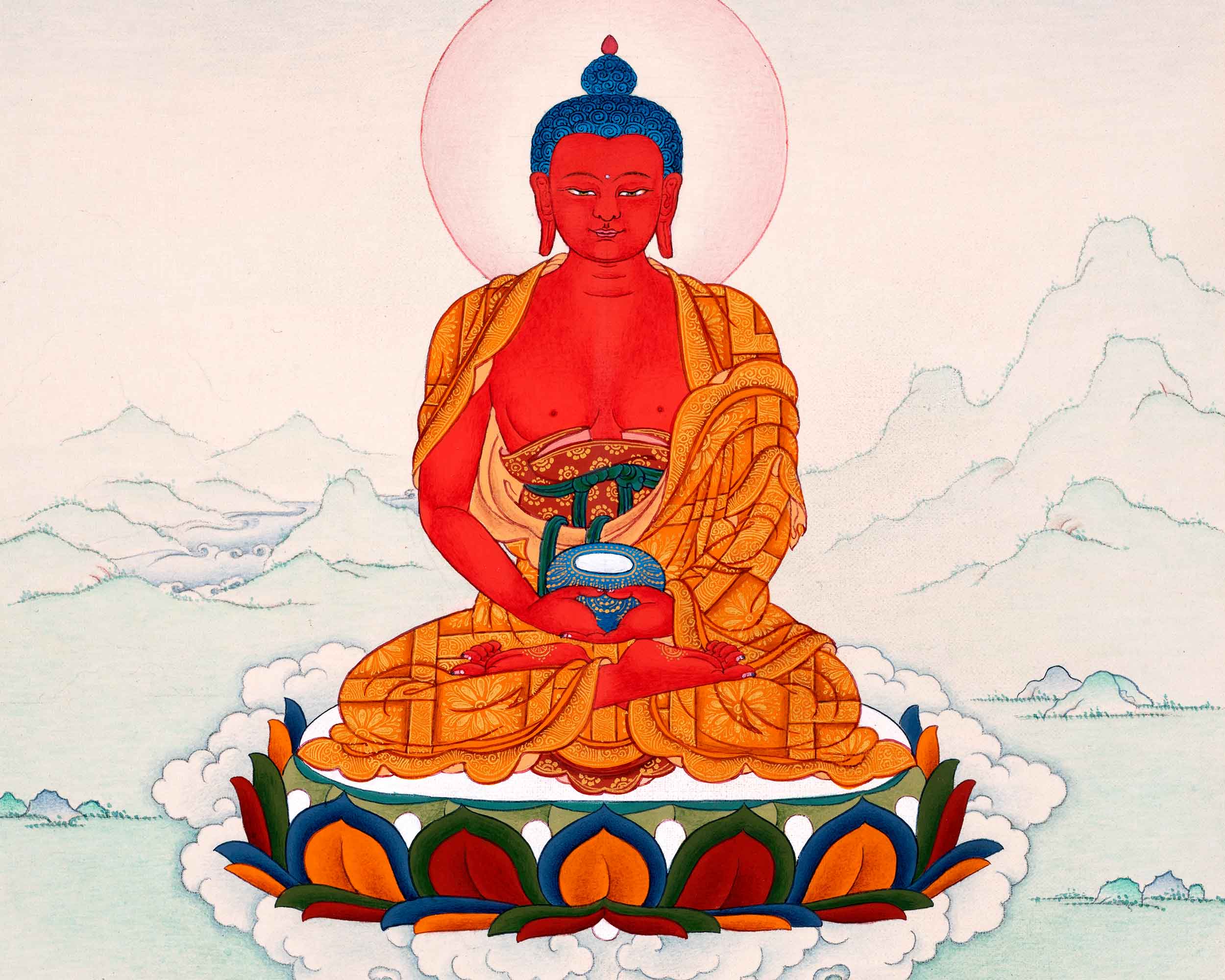 Dhyani Buddha Amitabha Thangka |  Tibetan Buddhist Artwork