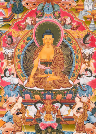 Buddha life Story | Vintage Original Hand-Painted Thangka