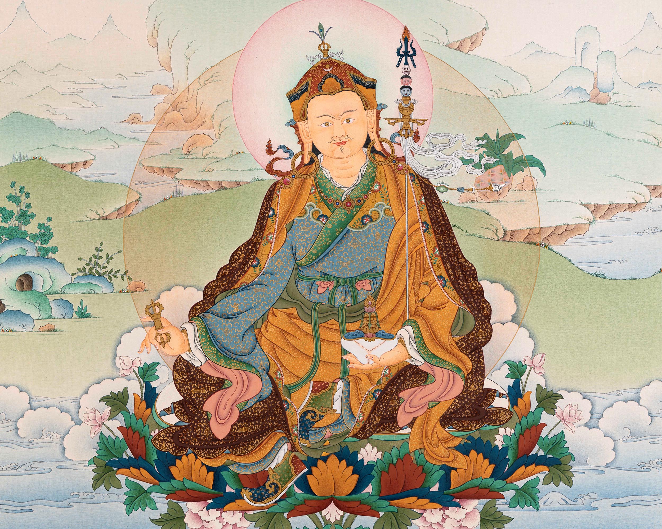 Tibetan Karma Gadri Thangka of Guru Padmasambhava