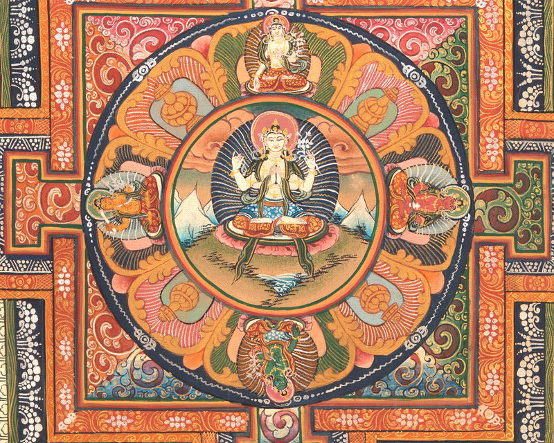 Lokeshvara Chenrezig Mandala | Digital Printing | Buddhist Artwork