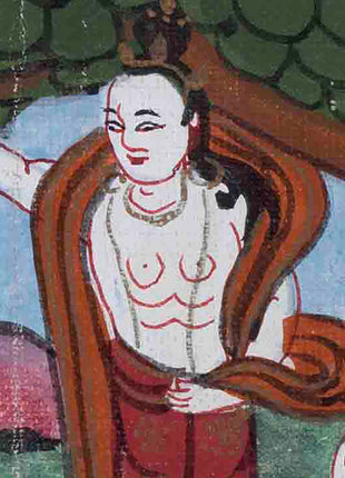 Vintage Thangka of Queen Maya Devi Giving Birth | Thangka Painting