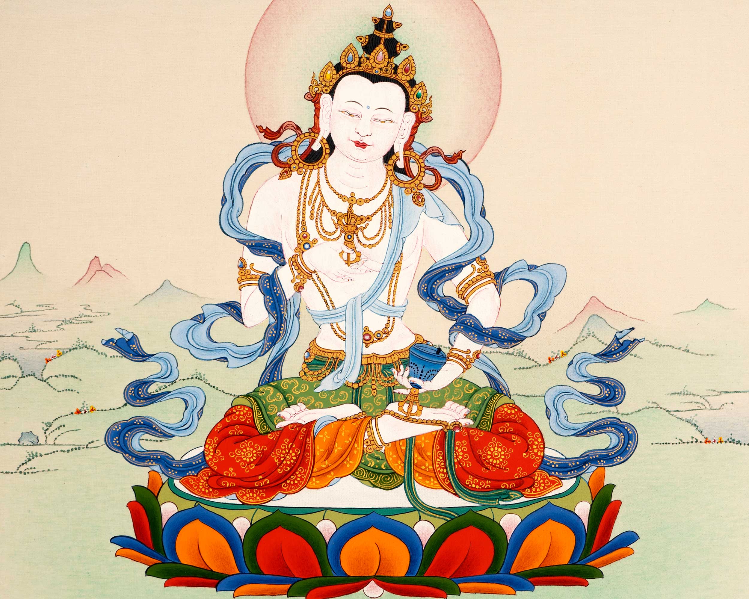 Vajrasattva Thangka | Traditionally Hand Painted Dorje Sempa Art