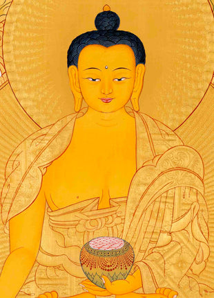 Full Gold Style Shakyamuni Buddha Thangka | Tibetan Buddhist Art