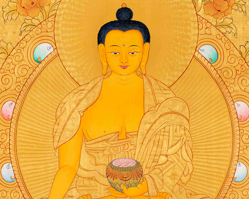 Full Gold Style Shakyamuni Buddha Thangka | Tibetan Buddhist Art