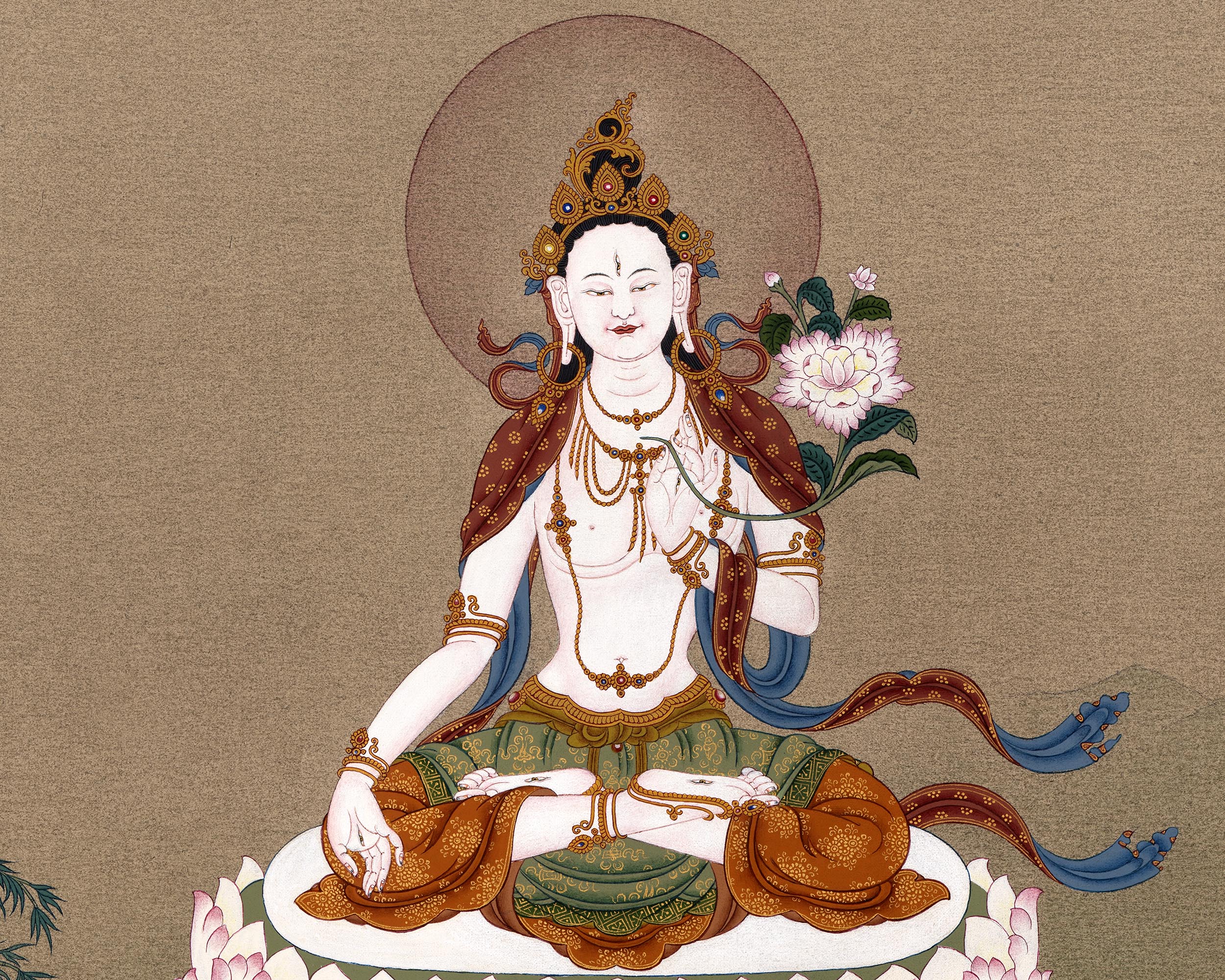 White Tara Thangka | Himalayan Buddhist Art | Female Bodhisattva