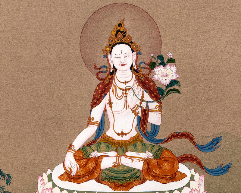 White Tara Thangka | Himalayan Buddhist Art | Female Bodhisattva