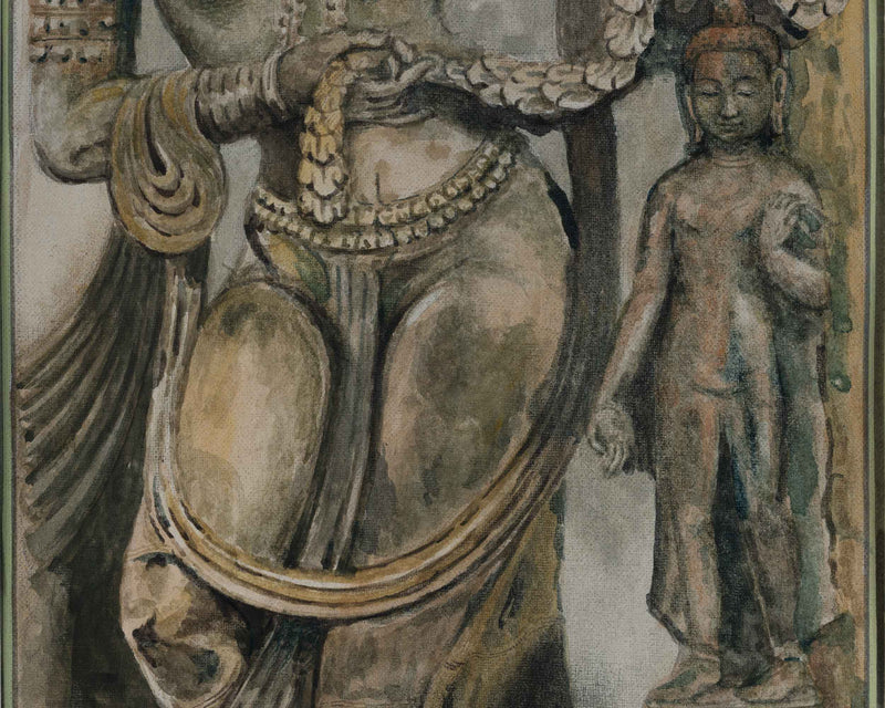 Maya Devi and Buddha In A Thangka Art Print | Mother Of Shaykamuni Buddha in Tibetan Poster