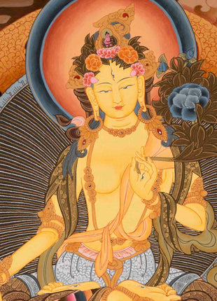 White Tara Thangka | Buddhist Artwork | Wall Hanging Decors
