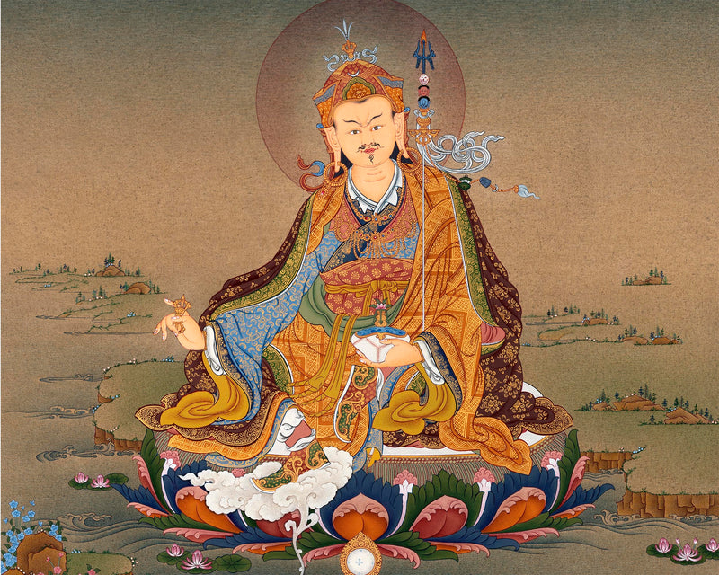 Master Padmasambhava | Lotus Born Guru Thangka | Handmade Painting