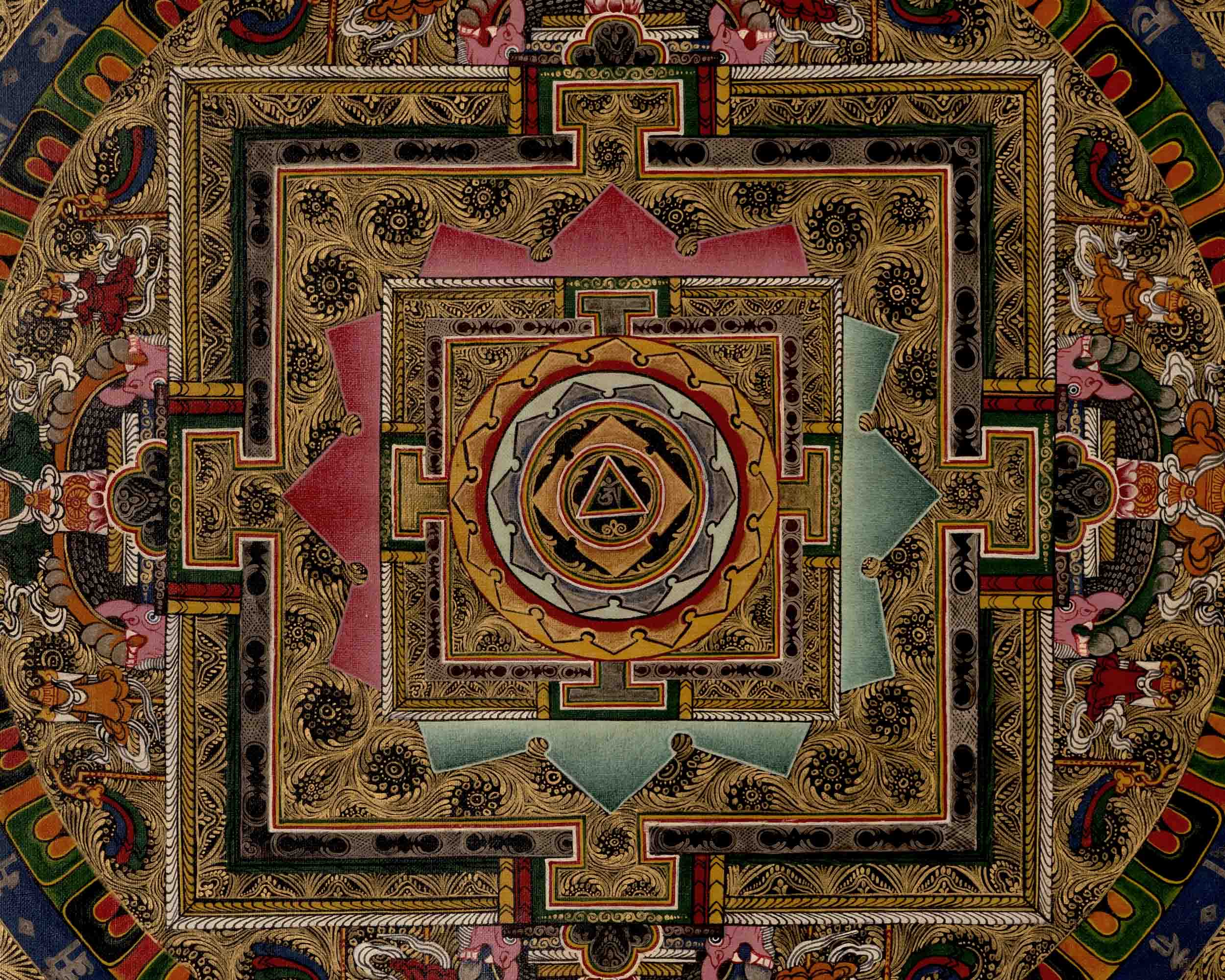 Om Mantra Mandala | Tibetan Traditional Thangka | Wall Decors