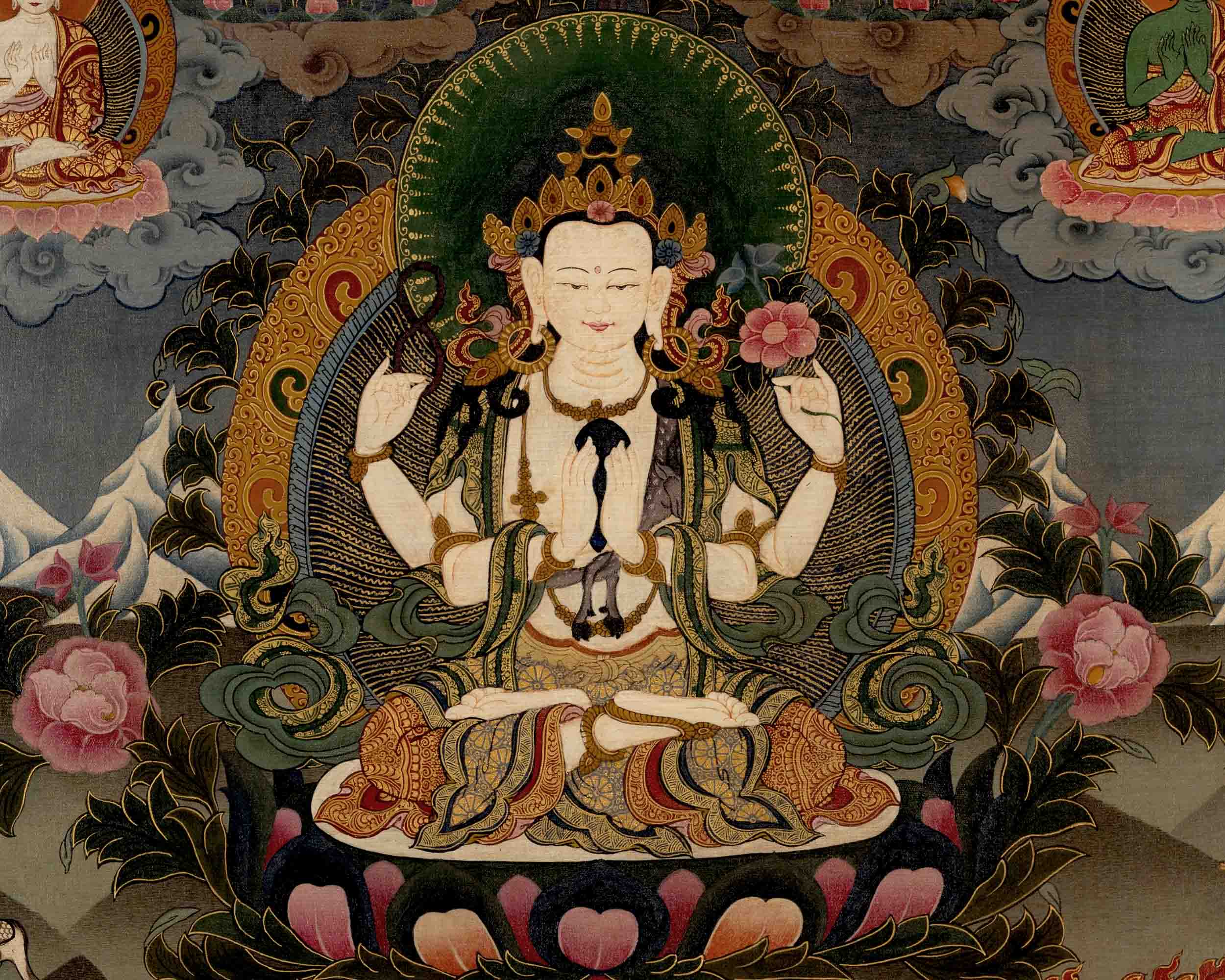Avalokitesvara Chengrezig | Traditional Tibetan Thangka | Wall Decors