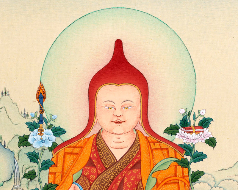 Longchenpa Thangka | Traditional Tibetan Thangka | includes brocade