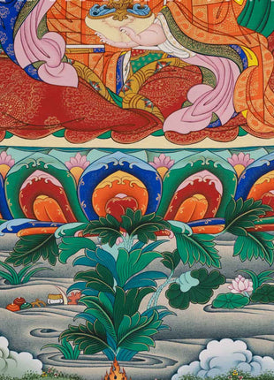 High-Quality Thangka Print To Practice Mantra Of Guru Rinpoche | Padmasambhava Tibetan Poster For Meditation