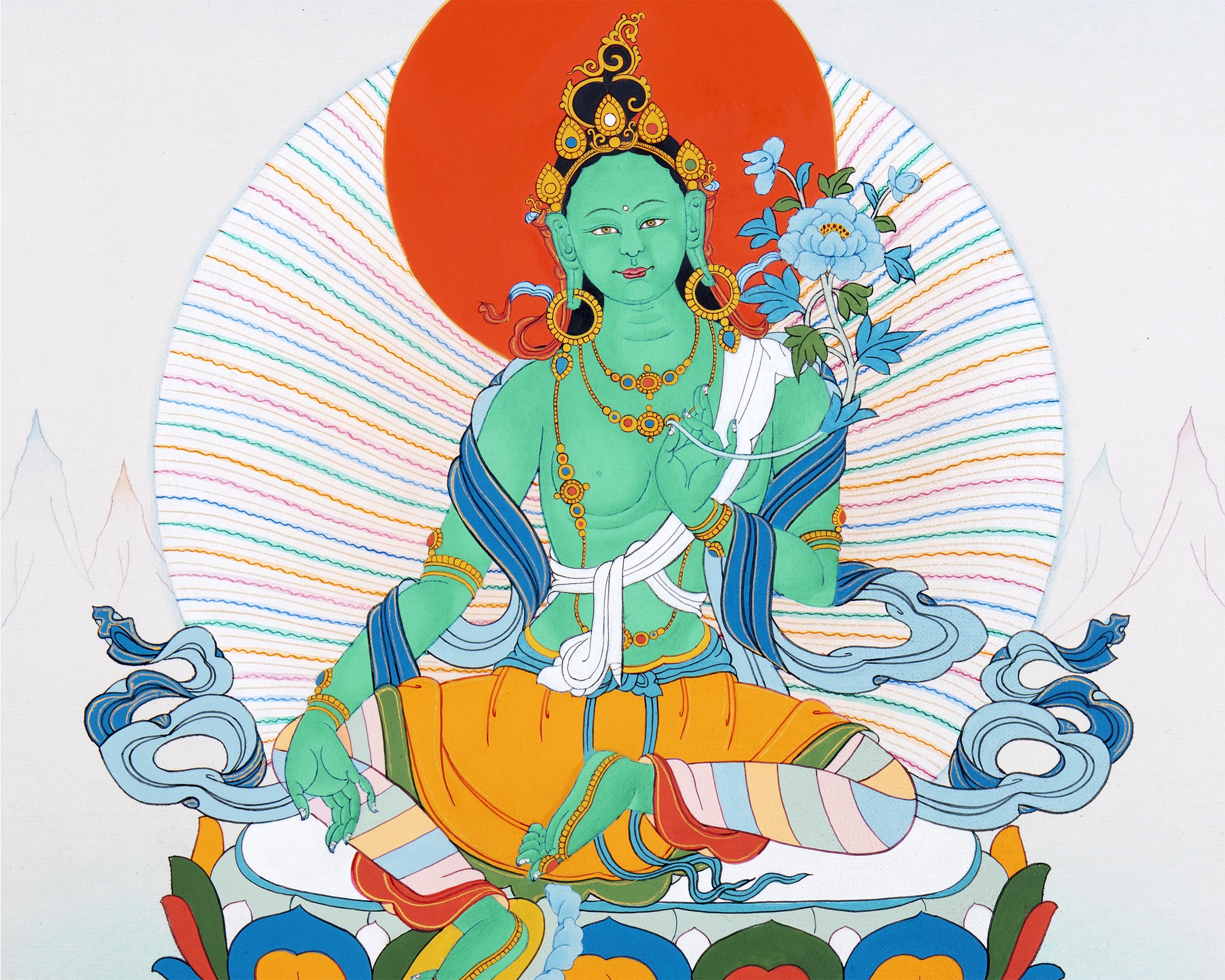 The Green Tara | Bodhisattva Thangka Art | Compassion Deity