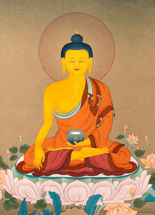 Traditional Buddha Shakyamuni Thangka | Tibetan Karma Gadri Art