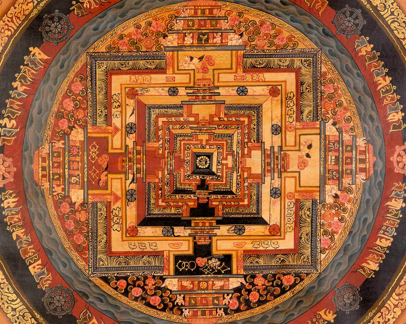 Kalachakra Mandala Tibetan Thangka Painting | Spiritual Home Decoration Art