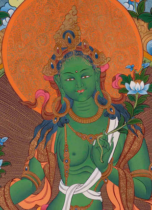 Green Tara | Traditional Buddhist Thangka | Wall Decors