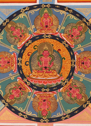Amitayus Buddha Mandala Thangka | Long Life Granting Deity