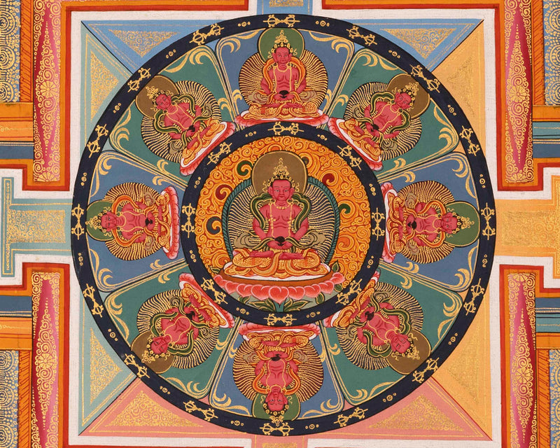 Amitayus Buddha Mandala Thangka | Long Life Granting Deity