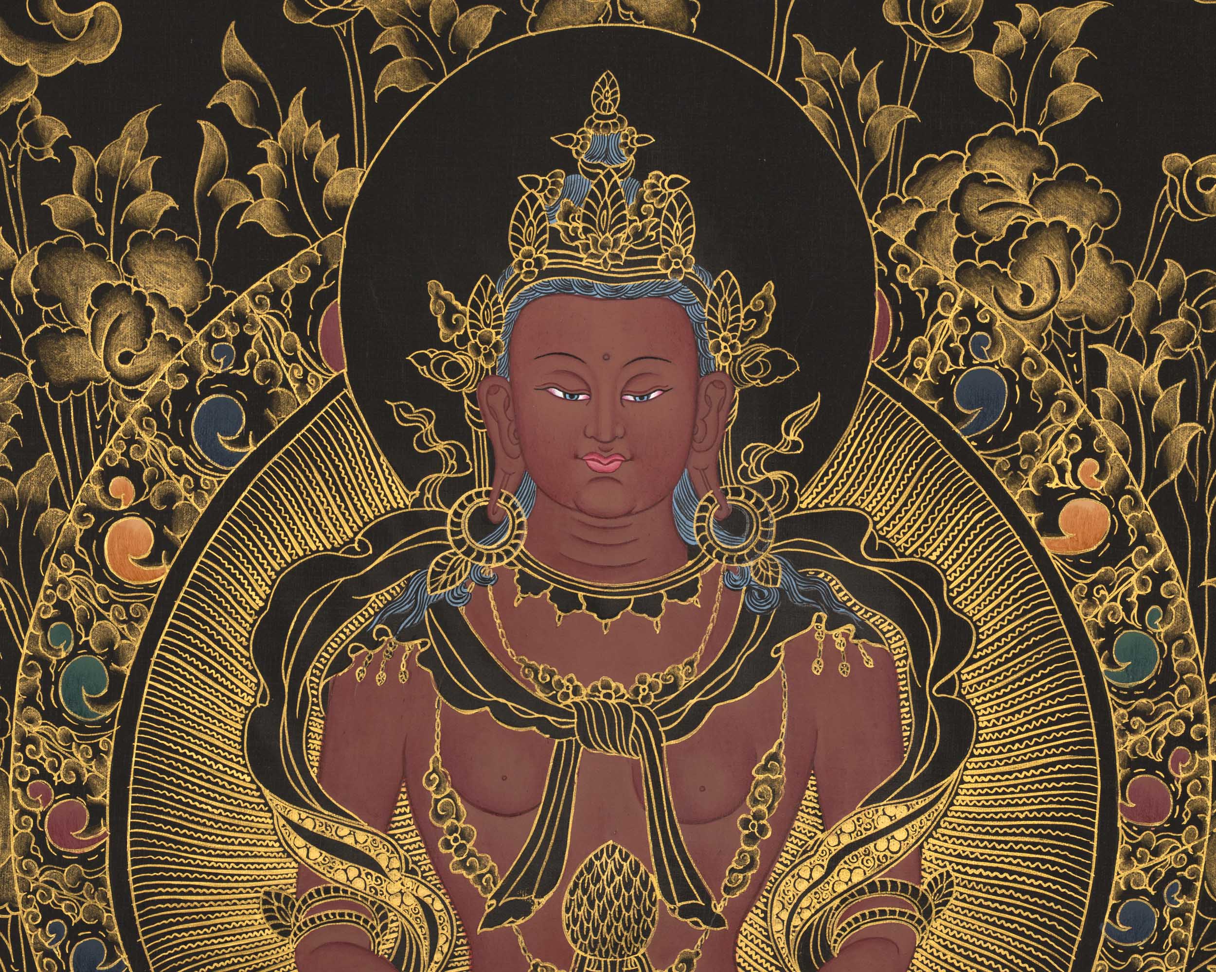 Amitayus Buddha Thangka | Religious Handpainted Art | Gift for Buddhist