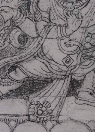Canvas Drawing Of Ganesha High-Quality Print | Armed Lord Ganesh On Stencil For Wall Decor