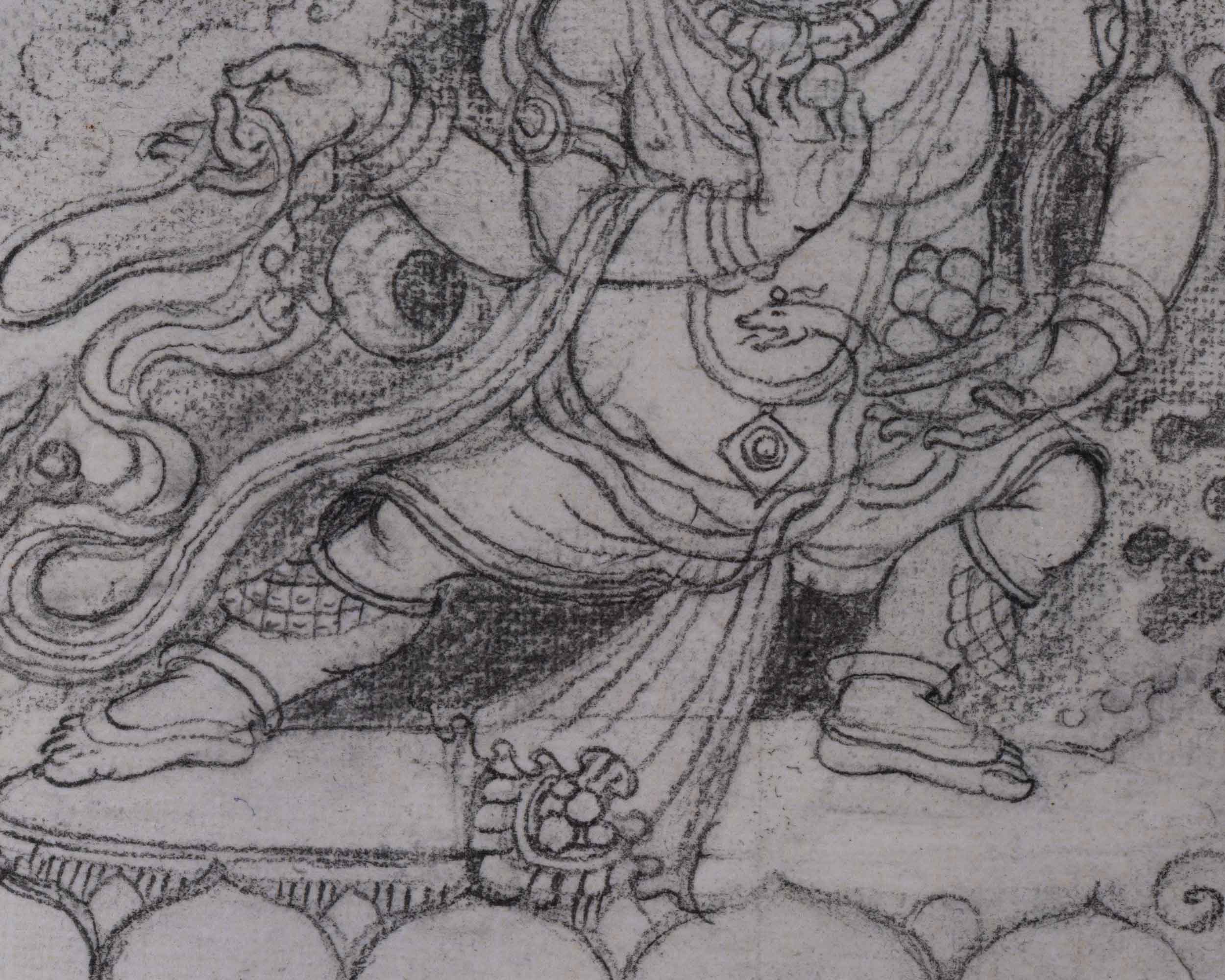 Canvas Drawing Of Ganesha High-Quality Print | Armed Lord Ganesh On Stencil For Wall Decor