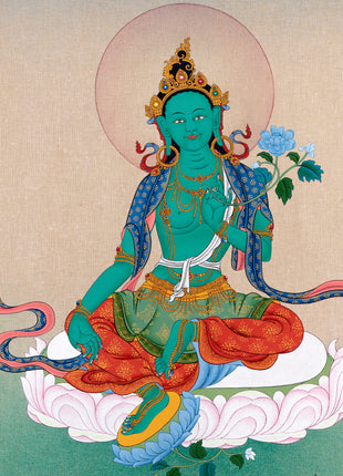 Green Tara | Tibetan Thangka Painting | Handmade Tara Art