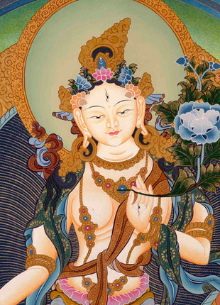 White Tara Art | Traditional Tibetan Thangka | Wall Decors