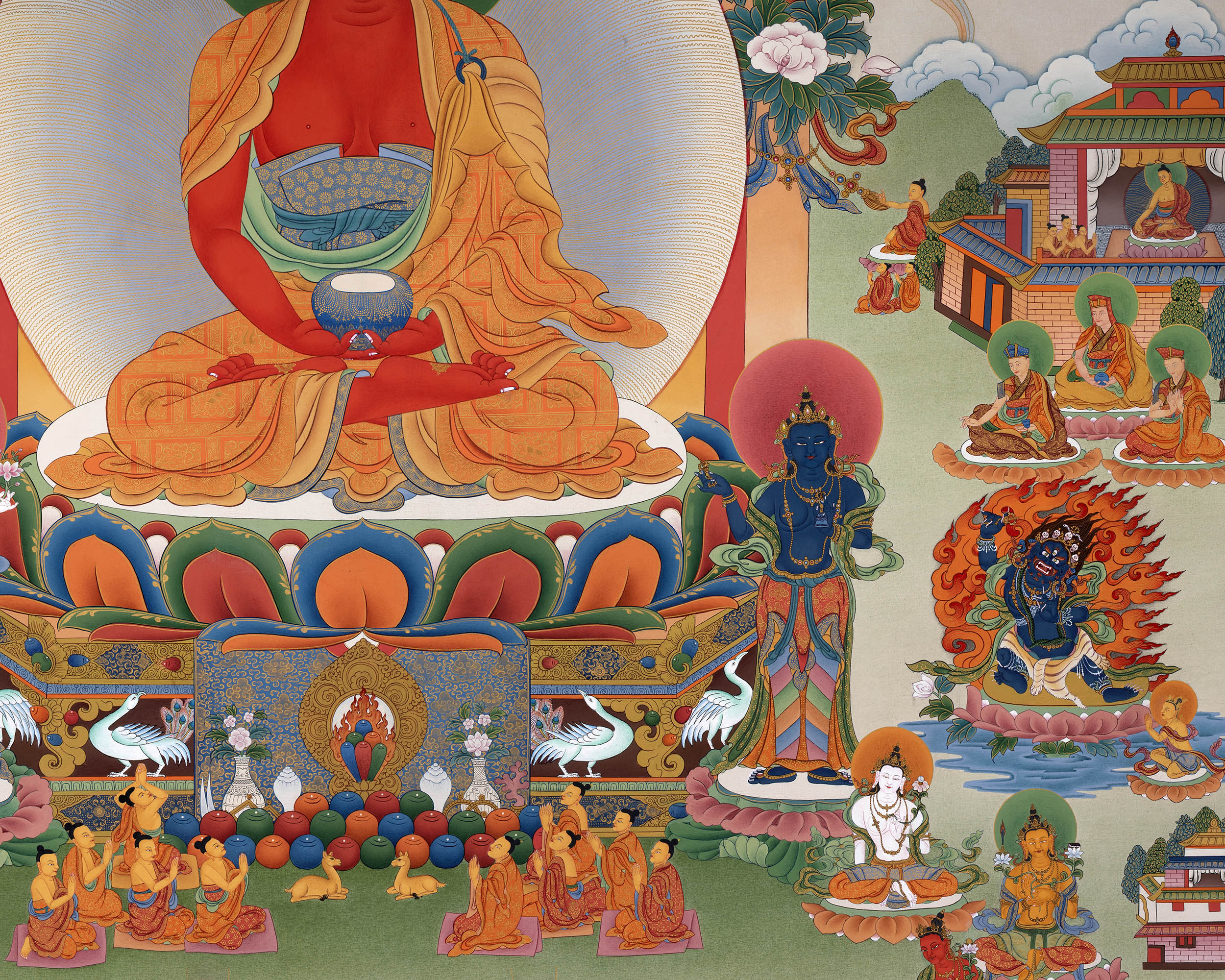 Buddha Amitabha Pureland Thangka | High Quality Giclee Canvas Print