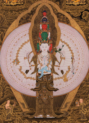 1000 Armed Chenrezig Thangka | Traditional Karma Gadri Art