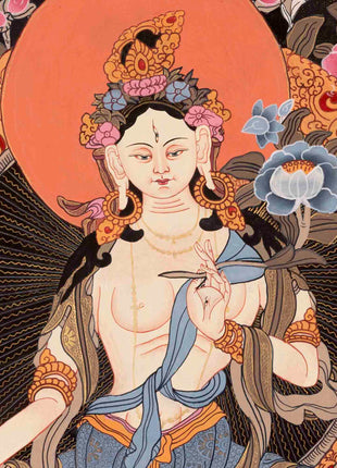 White Tara Thangka | Traditional Tibetan Art | Wall Decors