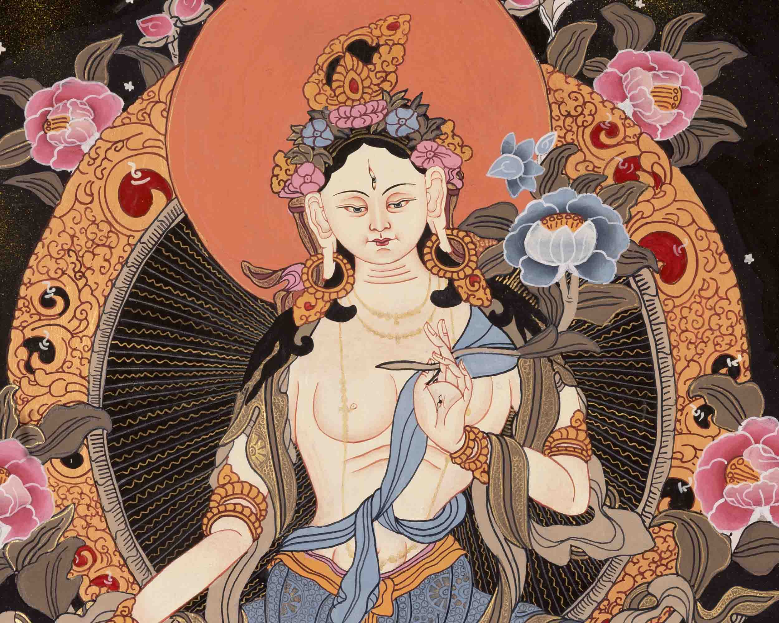 White Tara Thangka | Traditional Tibetan Art | Wall Decors