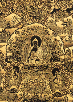 Gold Style Buddha Life Story | Tibetan Buddhist Wall Decoration Art Thangka