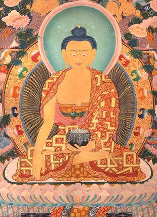 Shakyamuni Buddha Life Story | Vintage Original Hand-Painted Thangka