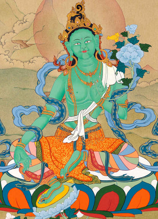 Green Tara Healing Thangka | Traditionally Hand Painted Art