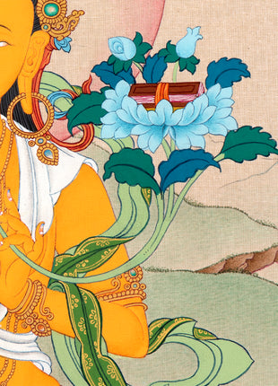 Manjushri, Bodhisattva Manjushree Thangka, Tibetan Buddhist Painting