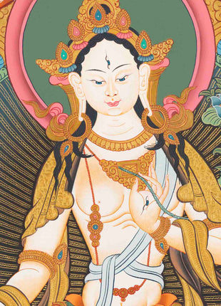 Female Bodhisattva Art | White Tara Thangka | Wall Decors