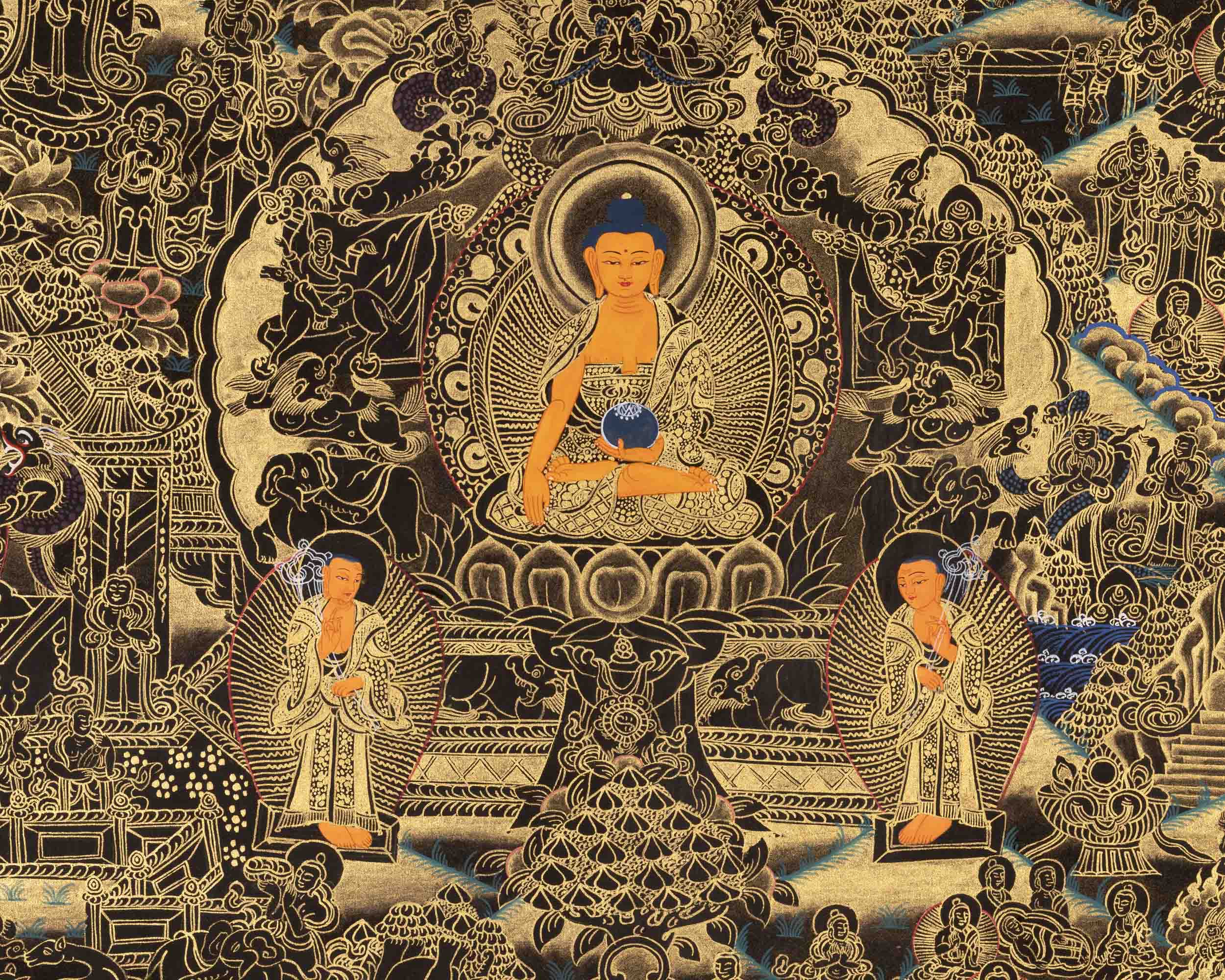 Buddha Life Story | Vintage Thangka Art | Religious Wall Decors