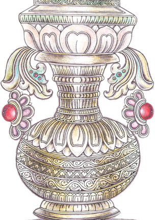 High-Quality Candle Dhale Thangka Print | Candle Stand Thangka Print for Enlightened Reflection