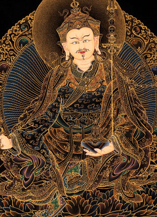 Small Gold on Black Thangka of Guru Rinpoche