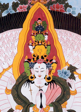 1000 Armed Avalokiteshvara | Traditional Tibetan Thangka | Wall Decors