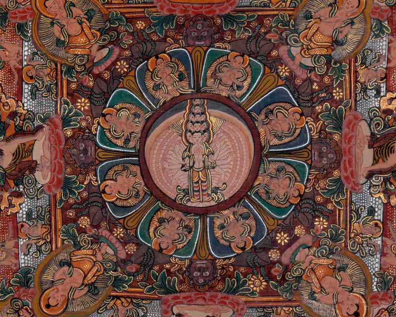 1000 armed Lokeshvara Thangka | Wall Decoration Painting