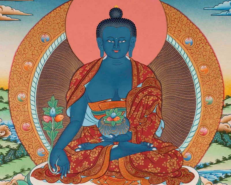 Healing Buddha | Medicine Buddha Thangka | Traditional Buddhist Art