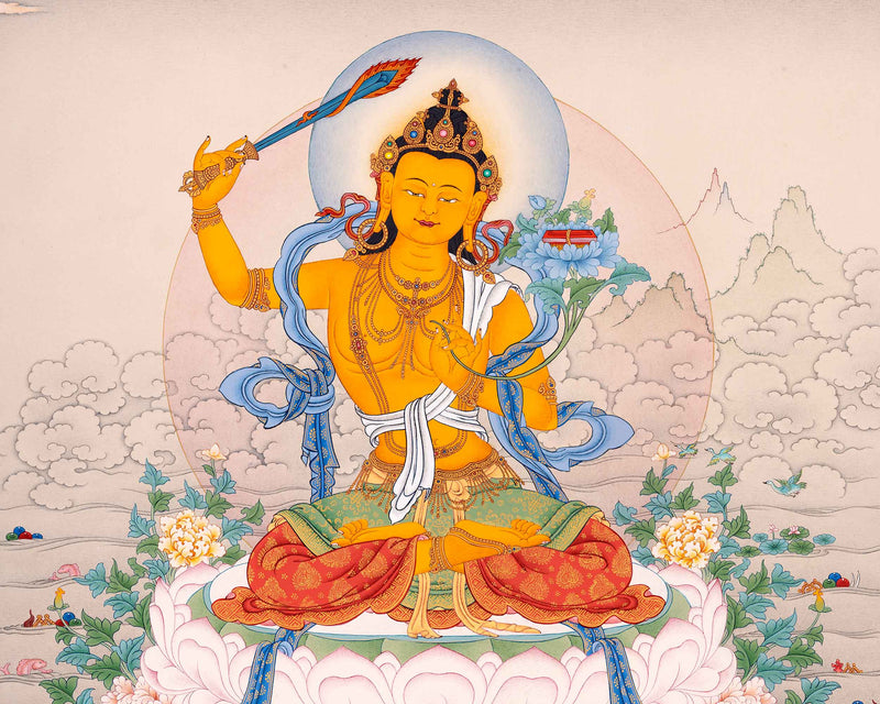 Manjushri Thangka, Traditional Karma Gadri Thangka Art