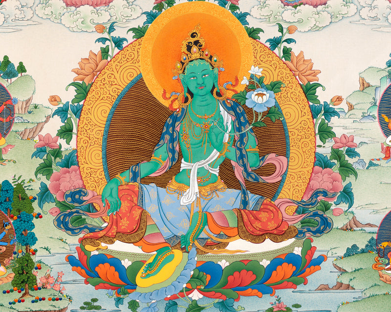 Rare 21 Tara, Traditional Tibetan Thangka | Surya Gupta Tradition
