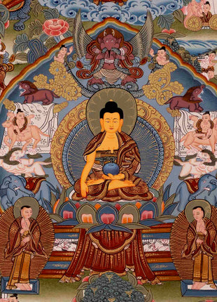 Gautam Buddha's Life Story | Religious Buddhist Thangka | Wall Decors